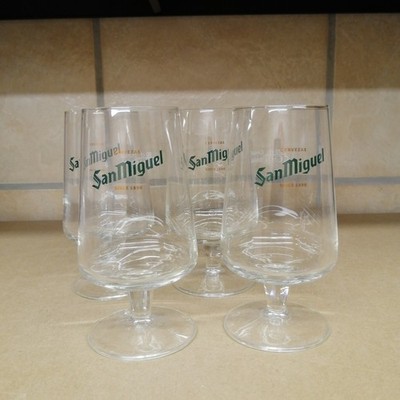 San Miguel 4x Glas 0,3 l Pokal aktuelles Logo grün