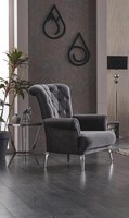 Wohnzimmer Sessel Polstersessel Einsitzer Stoff Grau Sitzer Luxus MöBel