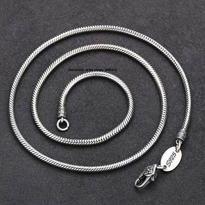 Reines 925 Sterlingsilber Halskette 3 mm Schlangengliederkette für Herren Halskette 19,7 Zoll