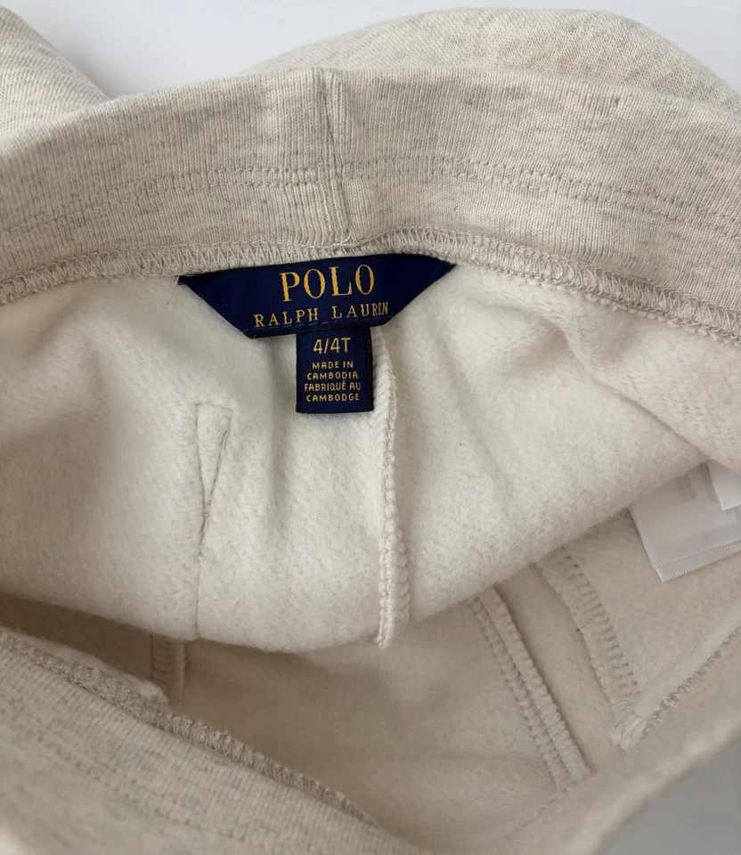 Shorts Polo Ralph Lauren Masculino Cinza Urze Lã Forrado Cordão Tamanho 4T Novo com etiquetas  - Imagem 4 de 4