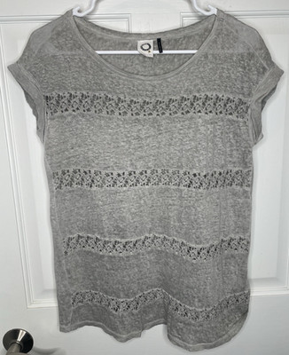 Anthropologie Akemi + Kin Women's Crochet Stripe Linen Knit Top Sz XS Boho