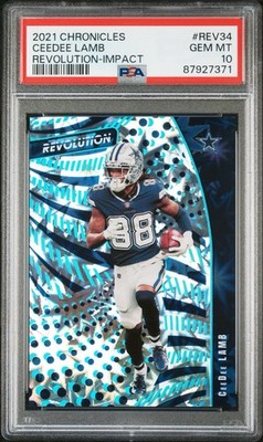 CeeDee Lamb Panini 2021 Panini Chronicles #REV-34 Revolution Impact #/149 PSA 10