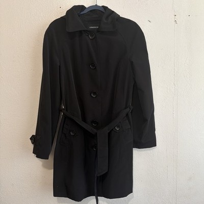 London Fogs Women s  Removable Hood Trench Coat  With Shoulder Padding Sz M VTG