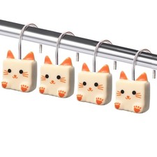 Cat Shower Curtain Hooks, Funny Animal Shower Curtain Hooks Rings Decorative ...