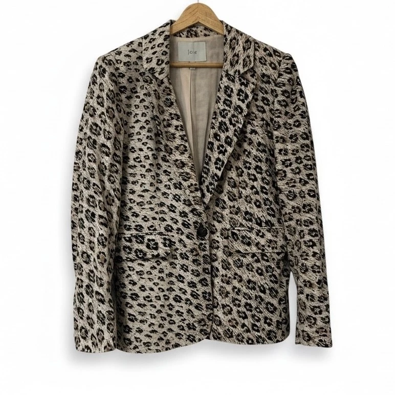 Joie Anilah 100% Linen Leopard Print Blazer Jacket Size 10 MSRP $289 Excellent - Image 2 of 4