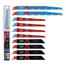 10-Piece Reciprocating Saw Blades Set Wood Metal Pruning with...