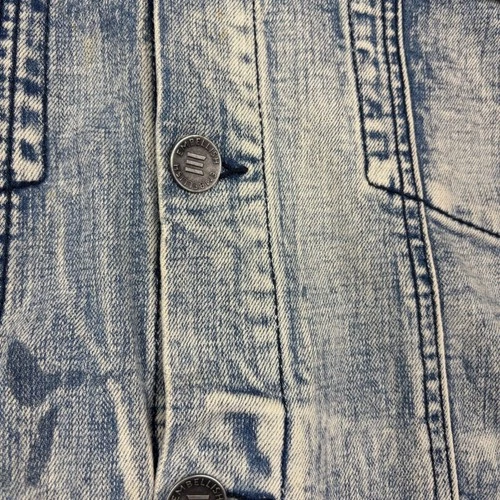 Embellish Mens Grungy Blue Acid Wash Bleach Splatter Denim Trucker Jacket XL image 3