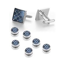 Cufflinks and Studs Set Square Shirt Tuxedo Buttons Packed in Cufflink Box fo...