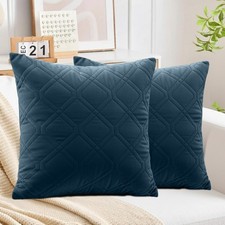 Pack of 2 Embossed Cushion Covers 45 x 45 cm Decorative Quilted Velvet Cushions