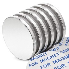 Super Strong Neodymium Disc Magnets with Double-Sided Adhesive, Powerful - 6 PK