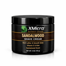 XMicro Barber Grade Sandalwood Shave Cream Fights Nicks Cuts,Razor Burn 4FLoz
