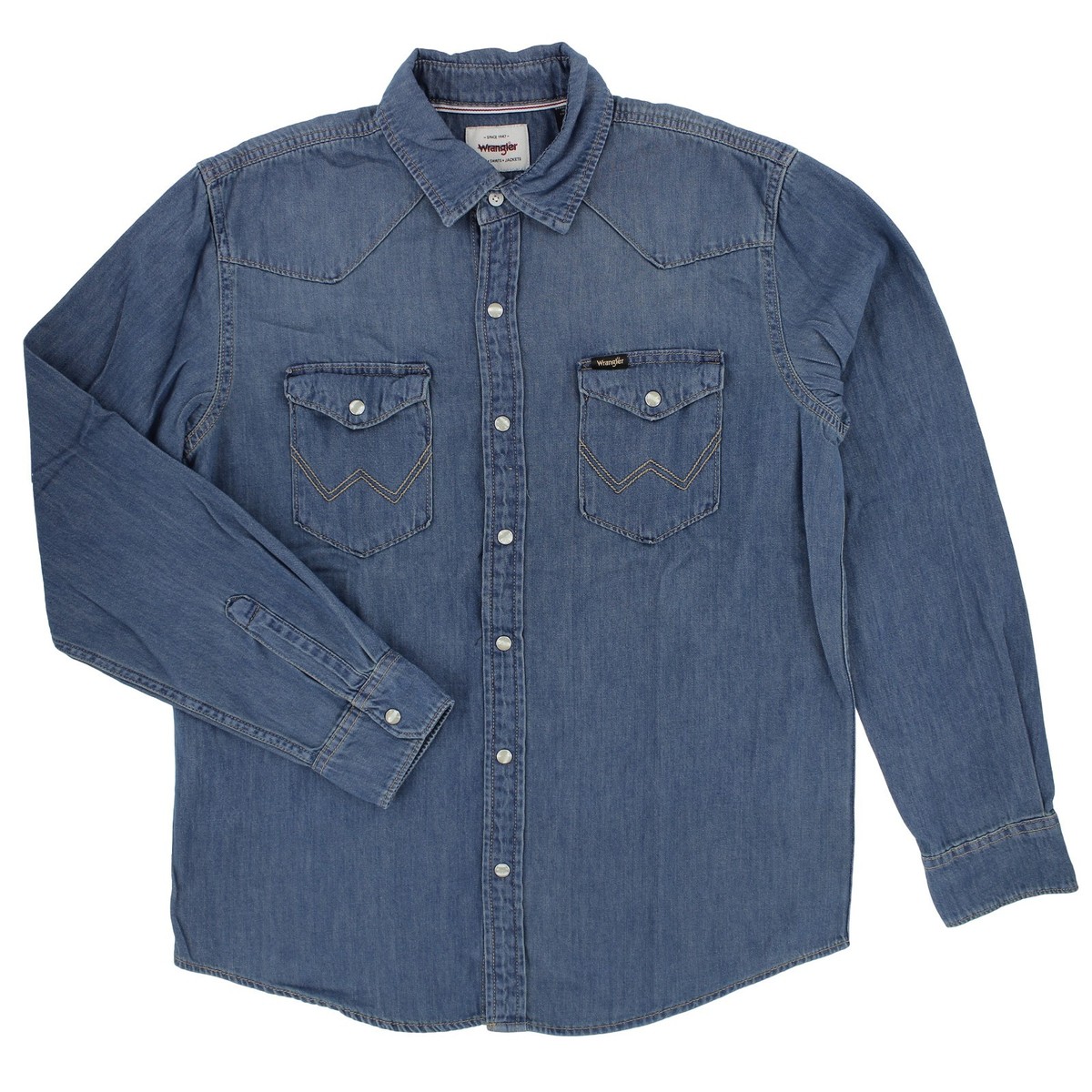 【UPPER IGHTS/] WESTERN DENIM SHIRTS Wrangler Denim Western Shirt, Long Sleeve Snap Button Up, Front