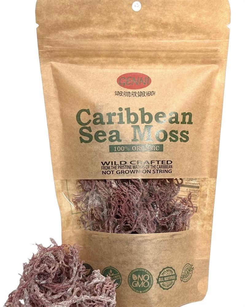 Genni Raw Wild crafted Dried Red Sea Moss 50g - 2 Pack