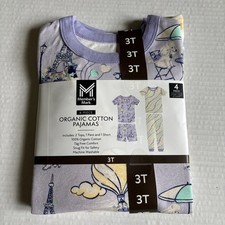 Member's Mark Organic Cotton Toddler Pajama Set-2 Tops/1 Pant/1Shorts-Size 3T