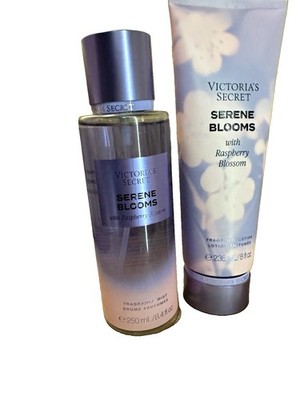 Victoria's Secret Serene Blooms Raspberry Blossom Mist + Body Lotion Set 8 oz