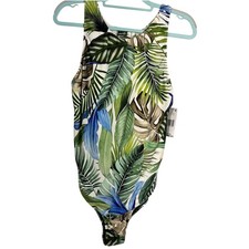Jantzen Farrah High Neck One Piece Swimsuit Jungle Glam Tropical Floral 16 NWT