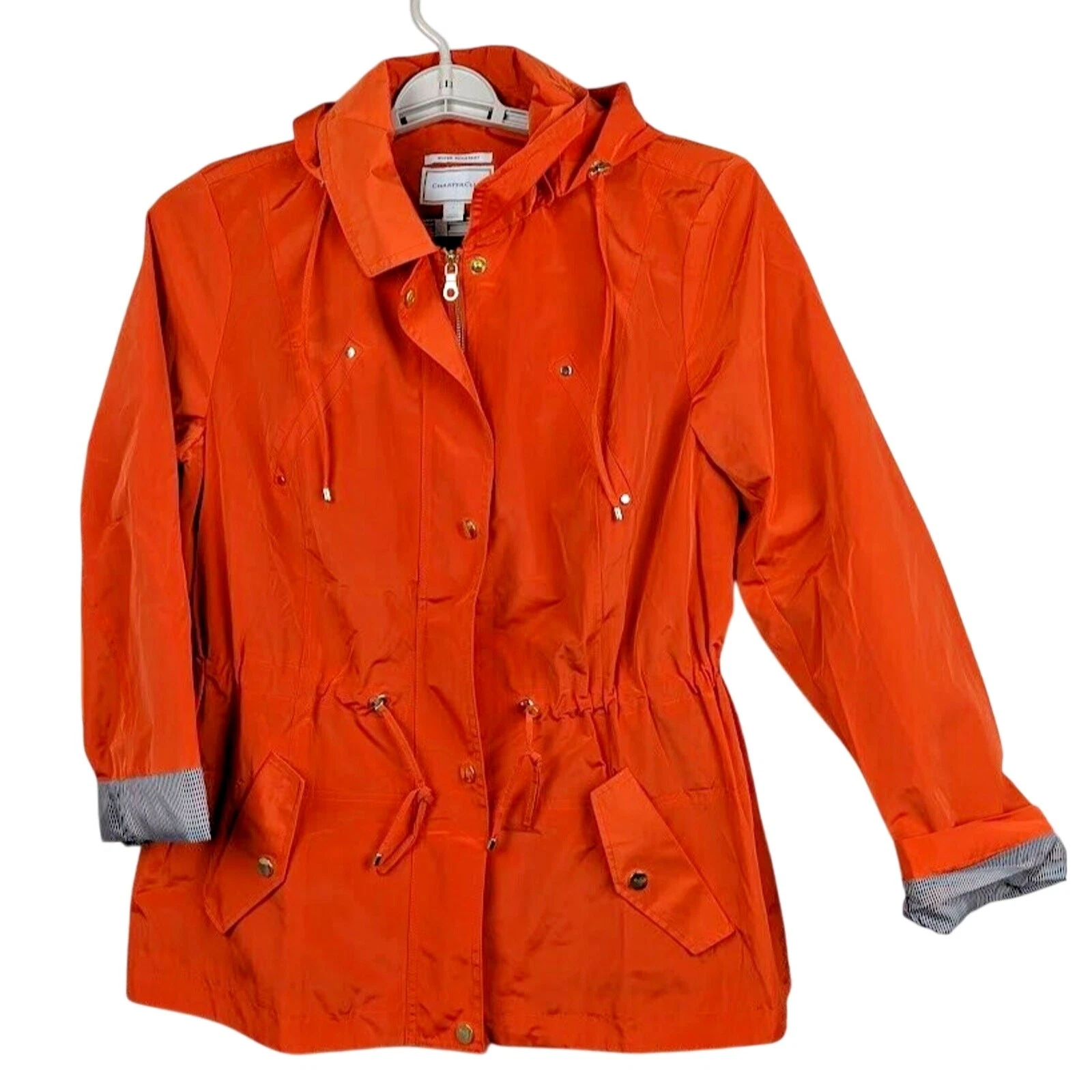 VETEMENTS Charter Club Giacca Anorak Donna Impermeabile con Cappuccio Arancione Taglia L