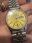 Vintage Seiko5  Automatic Authentic Japan Made Men's Wrist Watch Sunburst Yellow