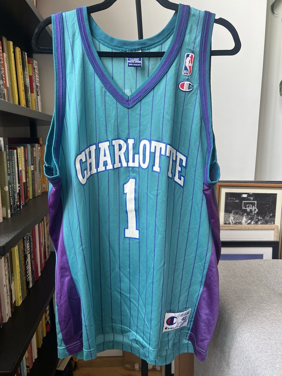 Vintage Baron Davis Champion Charlotte Hornets Jersey Pinstripe Mens 48 (XL) NBA Vintage Baron Davis Champion Charlotte Hornets Jersey Pinstripe Mens 48 (XL) NBA