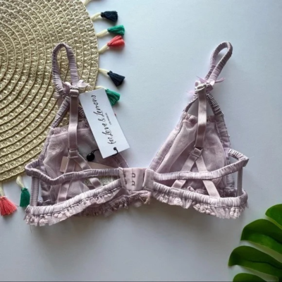 For Love And Lemons Ditzy Shimmer Floral Bralette Pastel Lilac XS