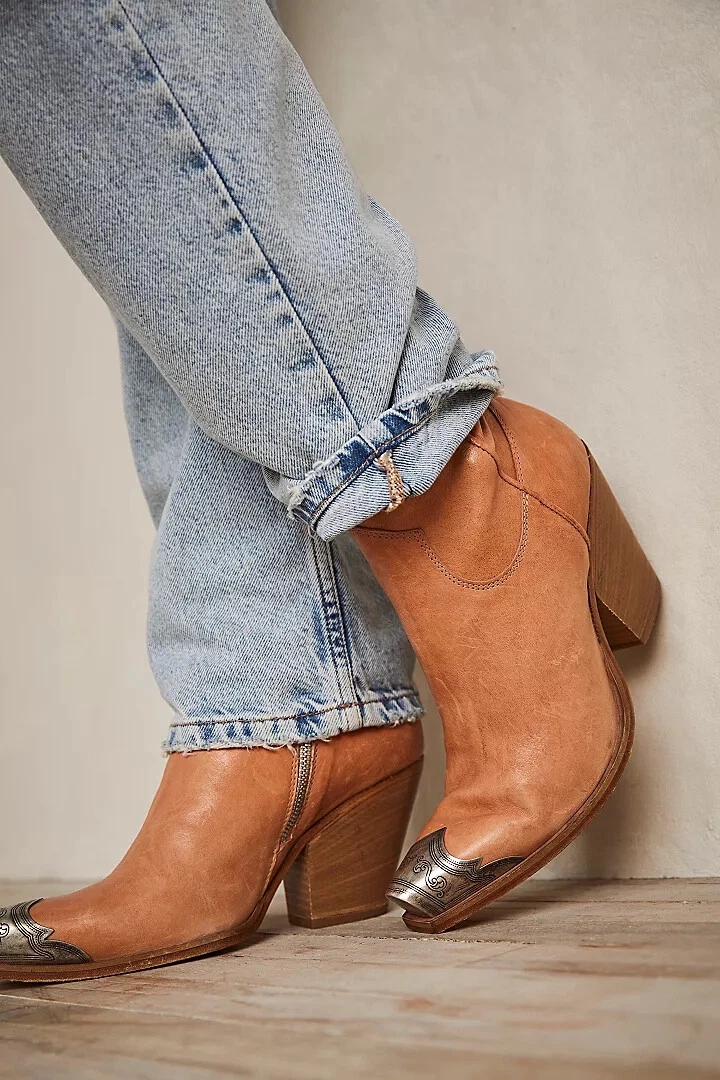 Free People, Shoes, Free People Brayden Woven Tan Western Boots 366