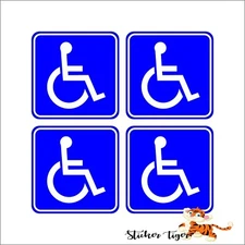4 Disabled Wheelchair Symbol Blue - Handicapped - Window Bumper Stickers Helmet
