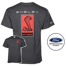Ford Mustang GT350 Shelby Cobra Logo Cotton T-Shirt Gray Official Licensed