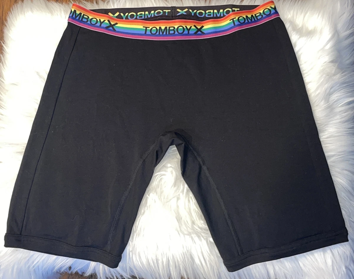 Tomboy X Size S9 Boxer Briefs Black Pride Stripes