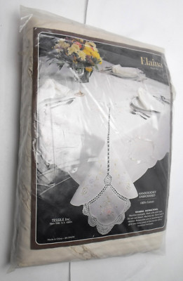 Vintage Tessile Tablecloth 66'' X 118  Oblong With 12 Napkins Elaina 100% Cotton