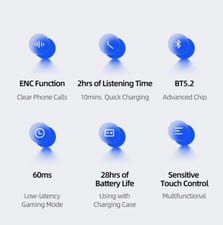 ENC TWS Kopfhörer Bluetooth 5.2 Touch Control In-Ear Ohrhörer Wireless Headset – Bild 9