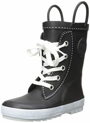 WESTERN CHIEF KIDS UNISEX LACE UP SNEAKER RAIN BOOT WATERPROOF 10 BLACK 2410121B
