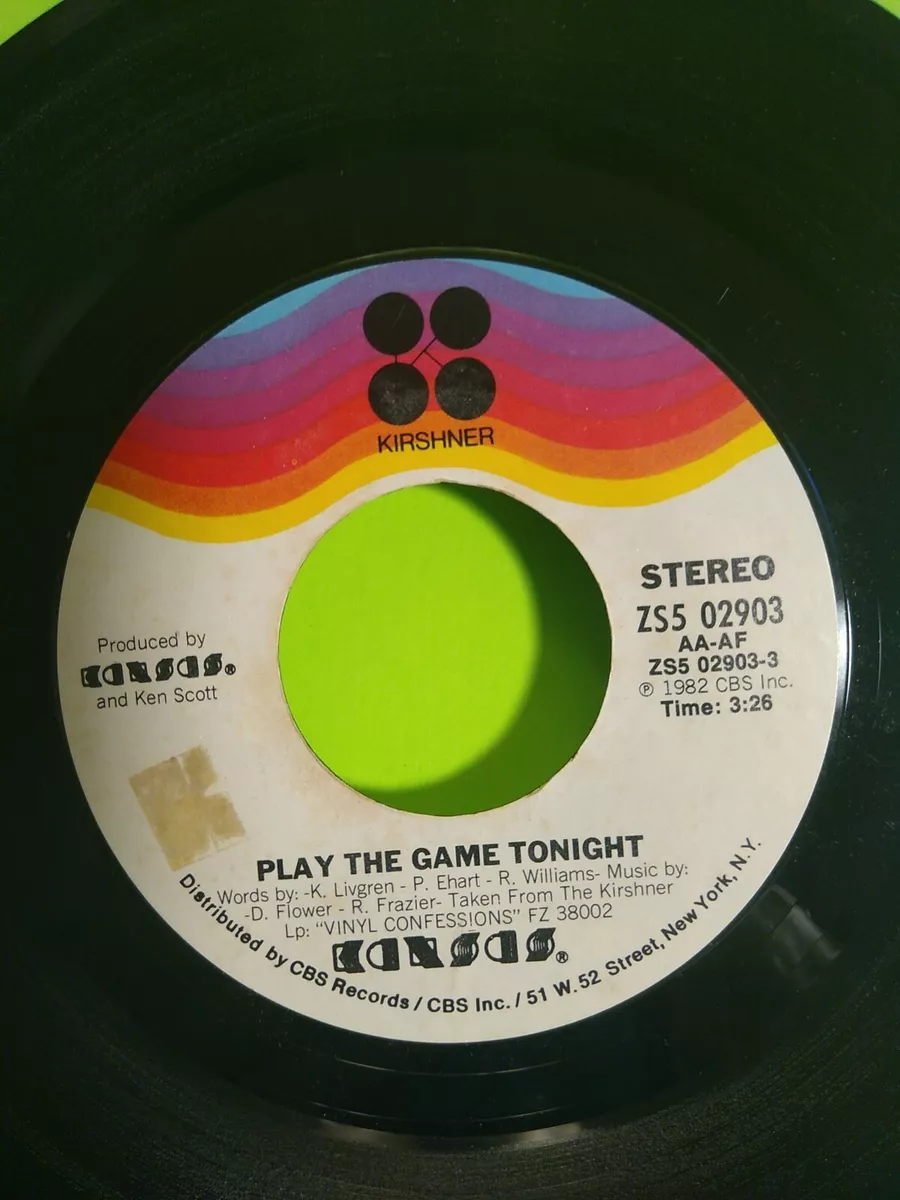 Kansas Play On, Play The Game Tonight 7 45RPM Vinyl Record 1982