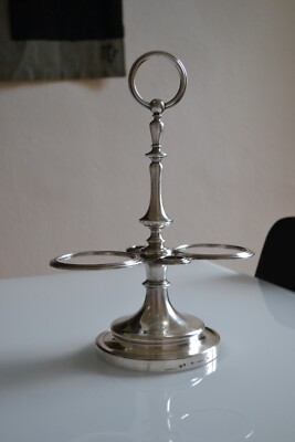 Huilier / Vinaigrier Vintage En Métal Argenté Et Verre Gravé – Art De La Table