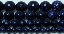 Gold Stone Blue Beads 2mm-3mm-4mm-6mm-8mm-10mm 15.5" Strand