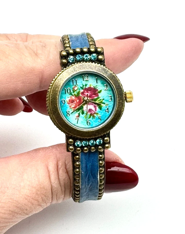 Reloj de Michal Negrin correa de metal con cristales azules #1221# Foto 4 de 4