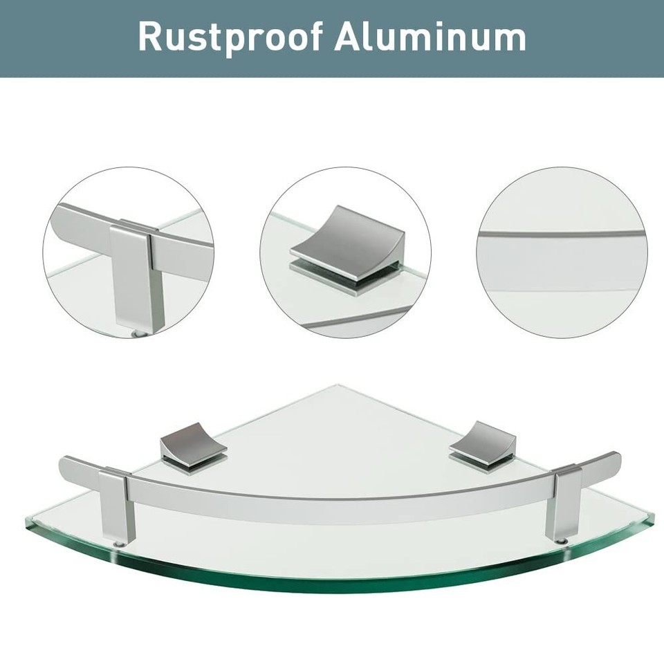 Bathroom Shelves, Glass Shelf Wall Mounted Glass Corner Shower Shelf