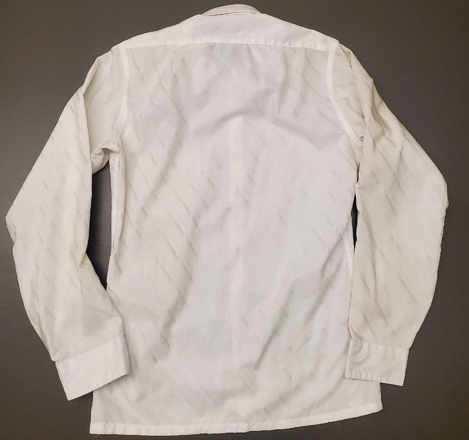 Top vintage John Henry para hombre talla 14,5 blanco marfil tejido texturizado ajustado con botones Foto 2 de 4