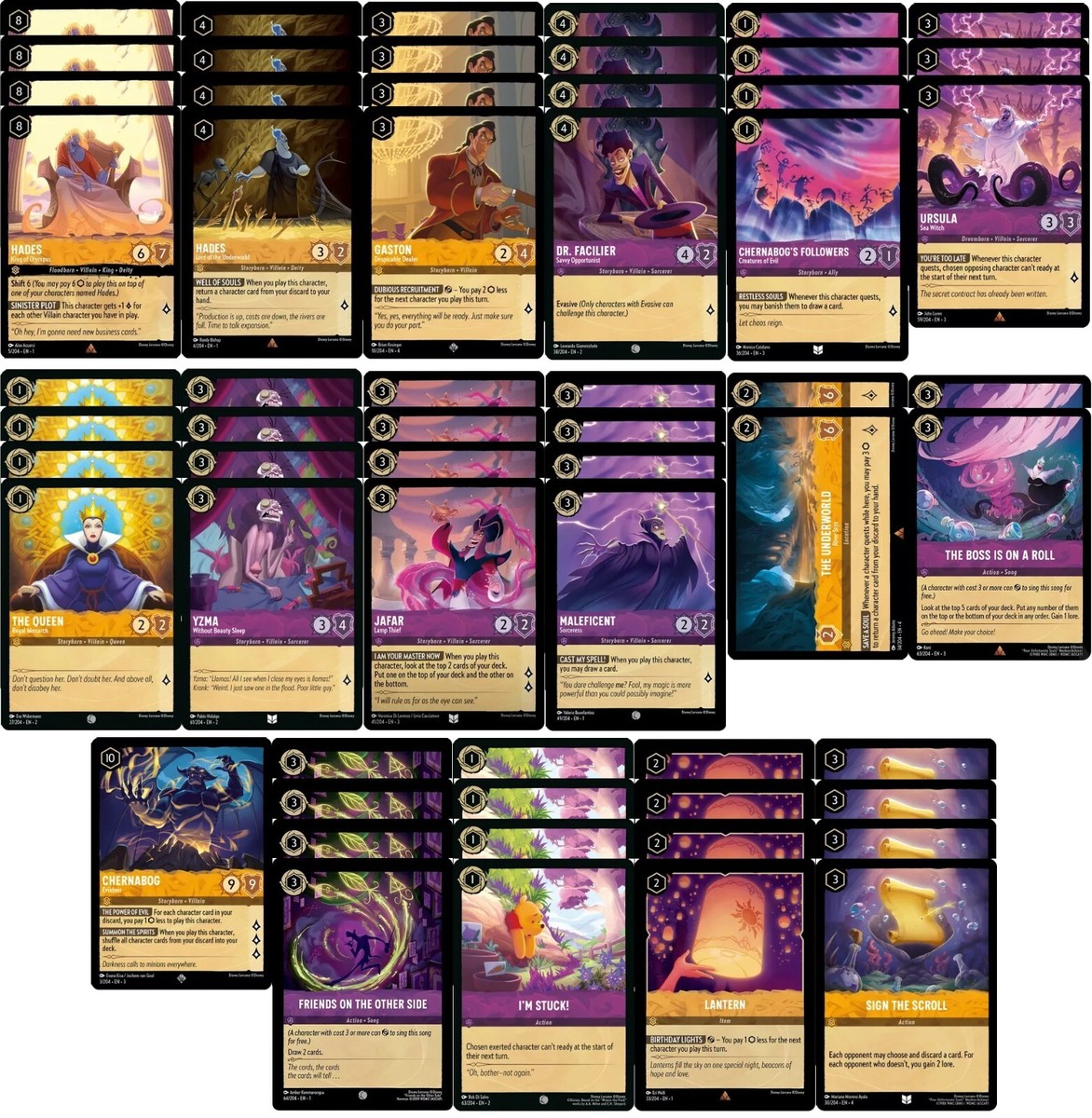 lorcana villain cards Disney Villains Deck - Disney Lorcana - Custom Built - Powerful - 60 Card!!!