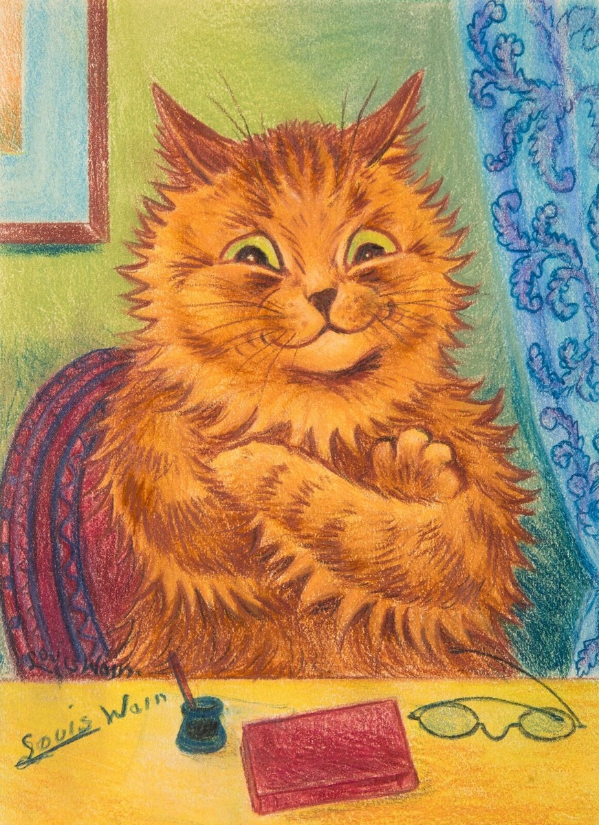 Portrait of an Orange Cat Louis Wain Archival Quality Art Print 13x19