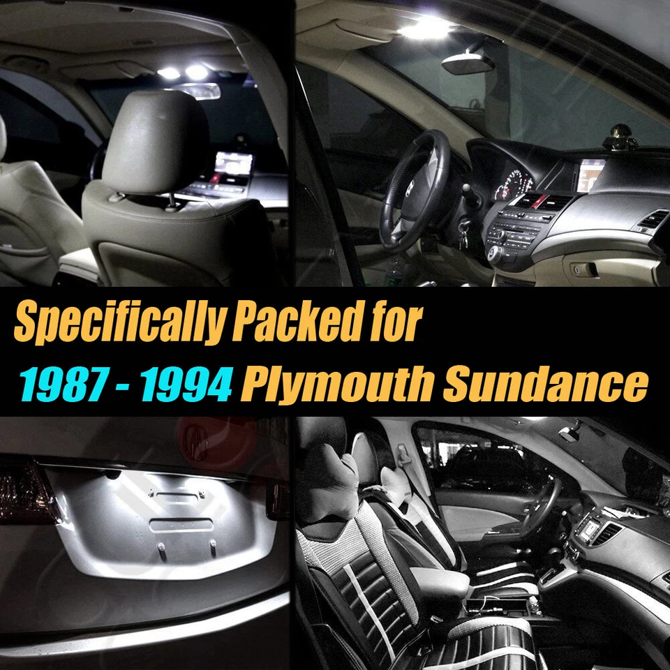 10Pc Car Interior LED Super White Light Bulb Kit for 1987-1994 Plymouth Sundance - Image 2 of 4