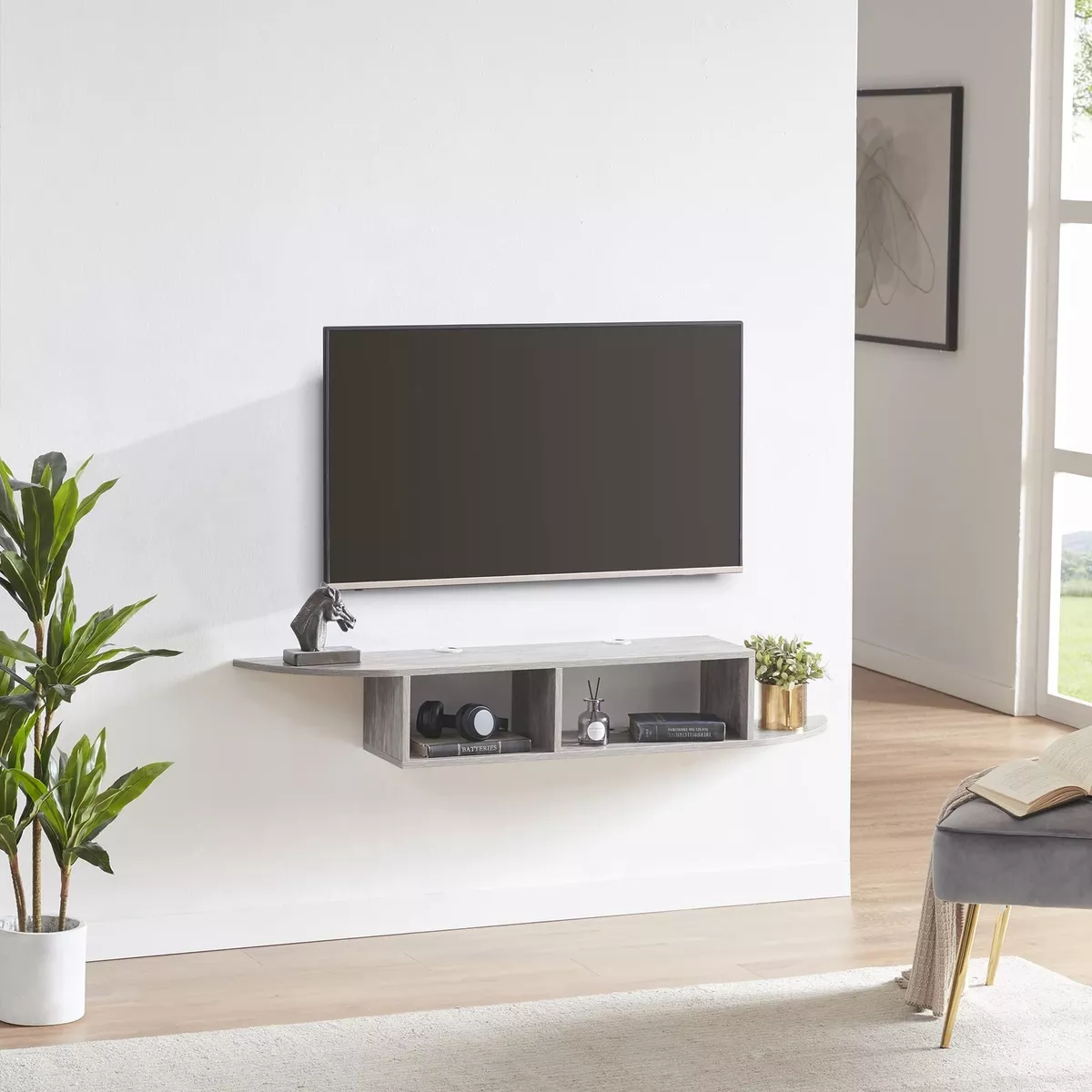 Floating TV Stand Wall Mounted Entertainment Center and Cabinet