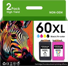1-2 Pack 60XL Ink Cartridge Printer for HP DeskJet F4480 F4440 D2660 F4275 F4280