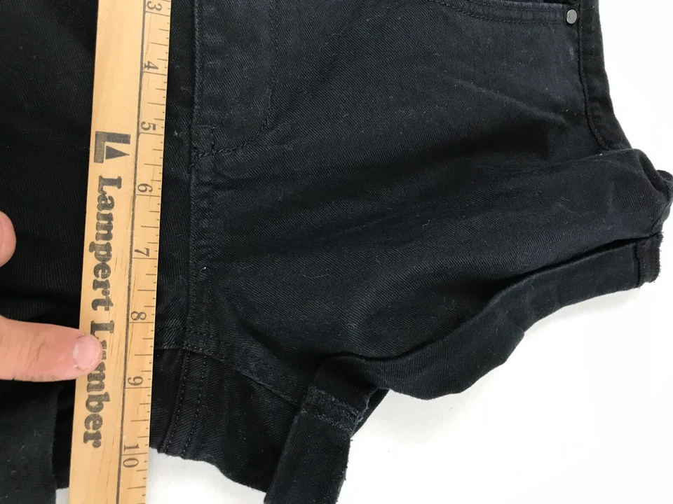 Pantalones Cortos LC Lauren Conrad Para Mujer Talla 6 Negros Denim Tiro Medio Lavado Oscuro Dobladillo con Puños Foto 4 de 4