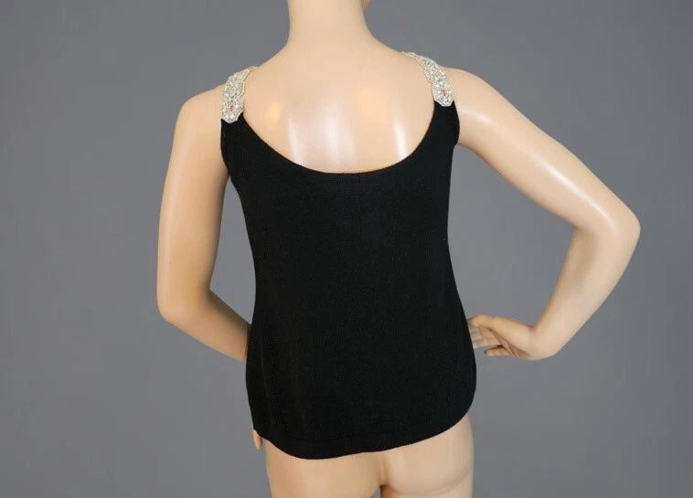 OSCAR DE LA RENTA - CRYSTAL STRAP KNIT TOP - Size 8 - Image 2 of 3