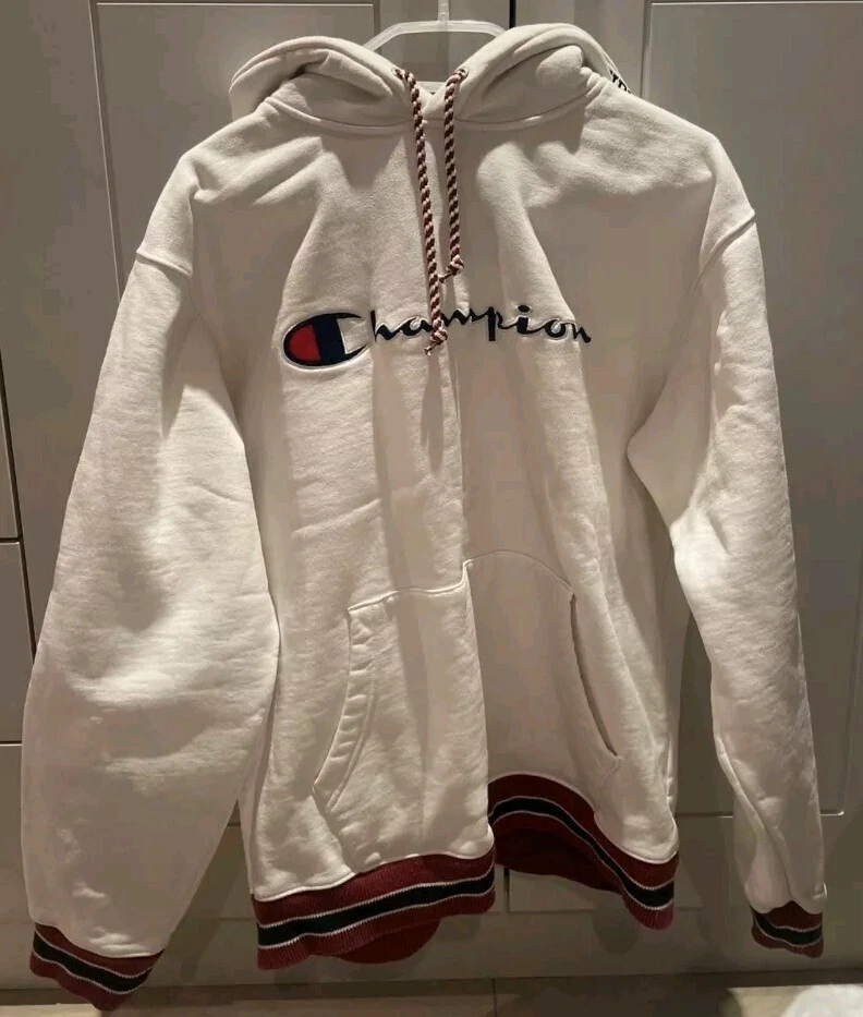 SS15 SUPREME x Champion hooded sweatshirt White hoodie L large / M medium Rare