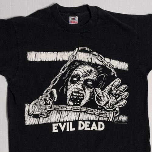 VTG EVIL DEAD 1992 Large Black & White T-Shirt Single Stitch Horror Icon * RARE - Picture 3 of 11