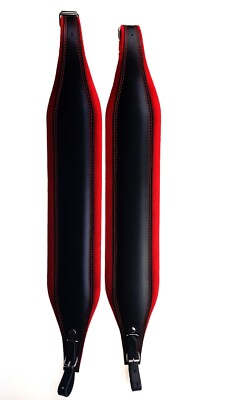 ProLine 9,3cm Genuine Leather Accordion Shoulder Straps Red