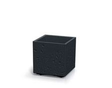 Square Planter – Concrete Effect – 28.8x28.8x29cm – Mobile Flower Pot on Wheels