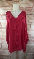 Roz & Ali Women's Ruffled Front Blouse Business To Casual Magenta Pink Sz 2X