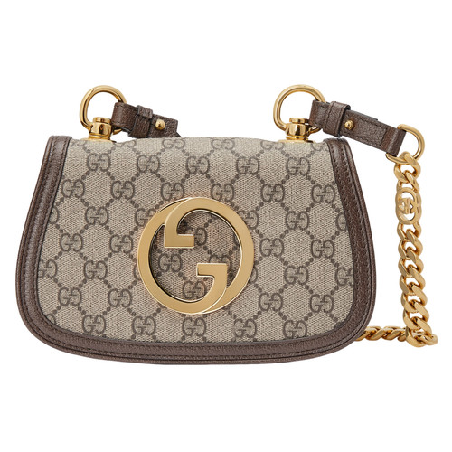 GUCCI Blondie Mini $2990 Beige And Ebony GG Canvas Shoulder Bag New/Authentic